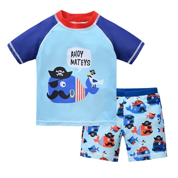 Cool Print Boys Swimsuit Set 2 Kids Boy Swimsuit Cool Print 2 Pcs/lot 1-7 Years Summer Children Board Shorts Children Boys Swimwear Beach Surfing 2