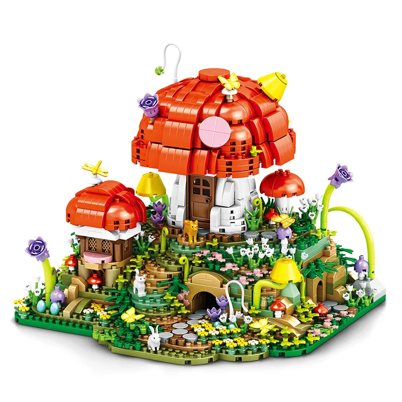 

Idea Fairy Tale Street View Micro Diamond Block Mushroom House Model Construction Building Bricks Educational Toys Nanobricks