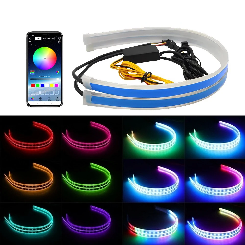 Tagfahrlicht Auto LED DRL Lampe Streifen DRL Dekorative Licht Auto Scheinwerfer Blinker Licht RGB Mit Fernbedienung App Steuerung