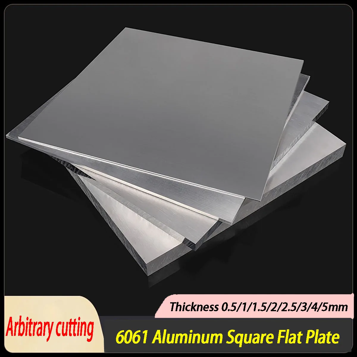 

6061 Aluminum Square Flat Plate Aluminum Sheet DIY Metal Plate Arbitrary Cutting Thickness 0.5mm 1mm 1.5mm 2mm 2.5mm 3mm- 5mm