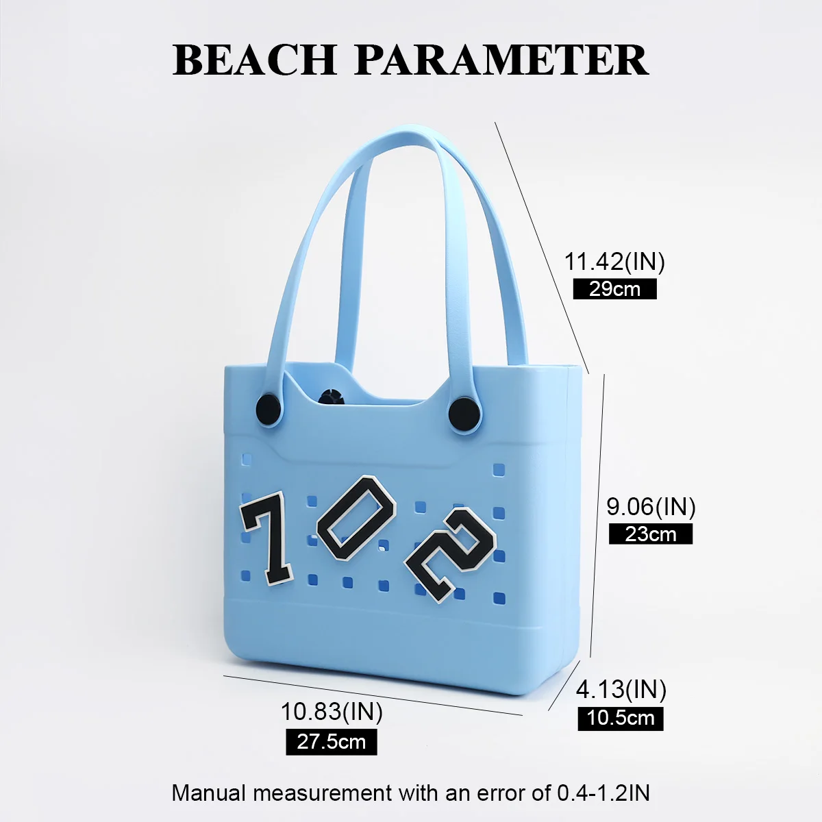 1 Versatile Solid-Color Eva Waterproof, Soft, and Durable Women's Beach Bag, with Different Layouts on Both Sides, Stylish Digital Decorative Buckle Diy, Suitable for Use at the Beach or Seaside, Large Capacity for Storing Items Like Mobile Phones, Books, Swimsuits, Etc., Suitable for Travel, Vacation, Daily Shopping, and Commuting