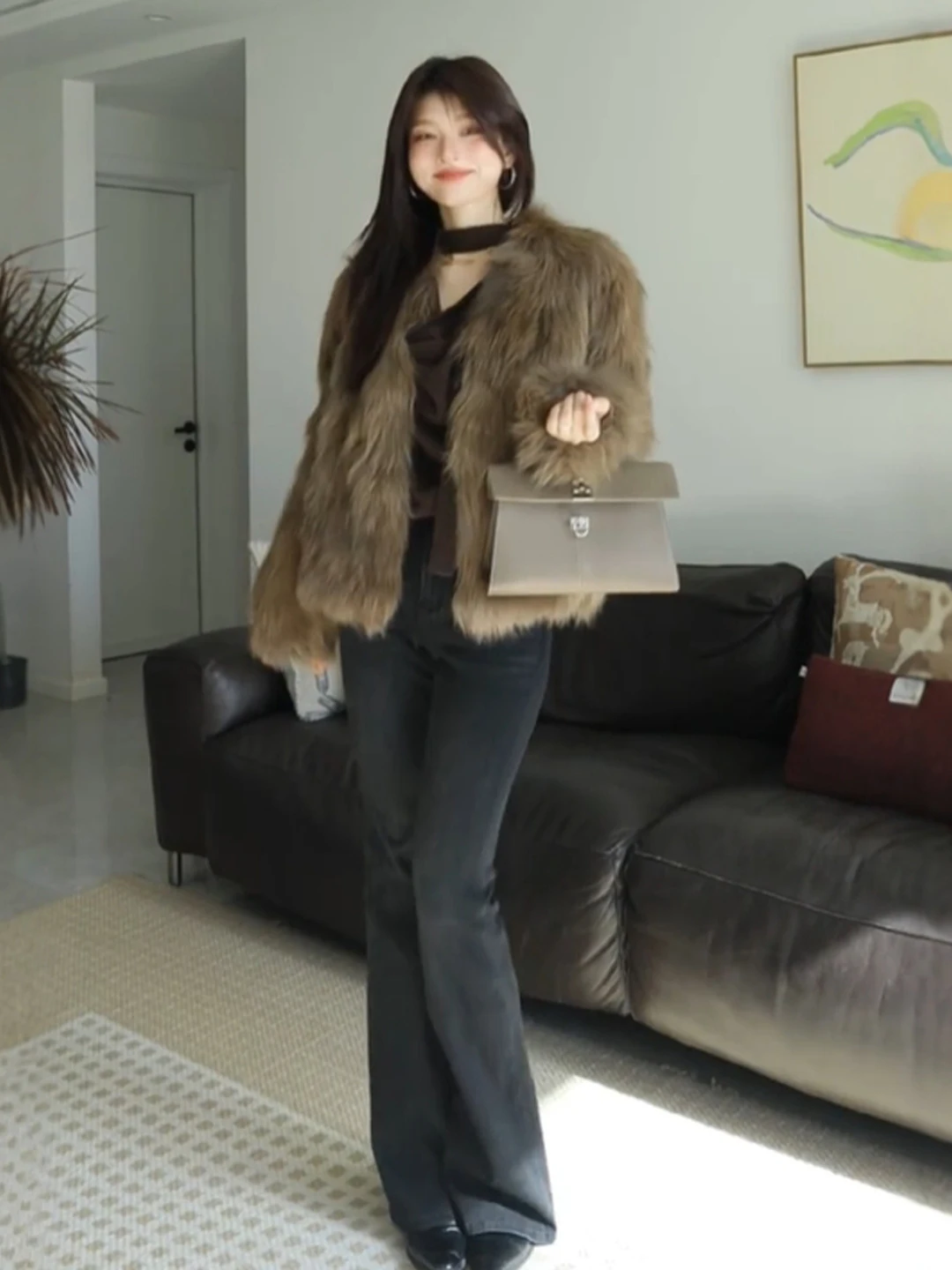 

Ретро-стиль, элегантная, высококачественная меховая шуба или модная норковая верхняя одежда, зимняя теплая, из цельного меха, молодежная, повседневная, элегантная.