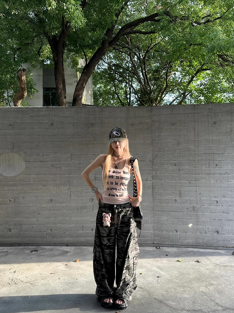 ヌードレタープリントスパイシーガールズクロップトップ女性用サマーウェア外側スリムフィットインナーマッチピュアワントハイグロススベレス女性用ベスト