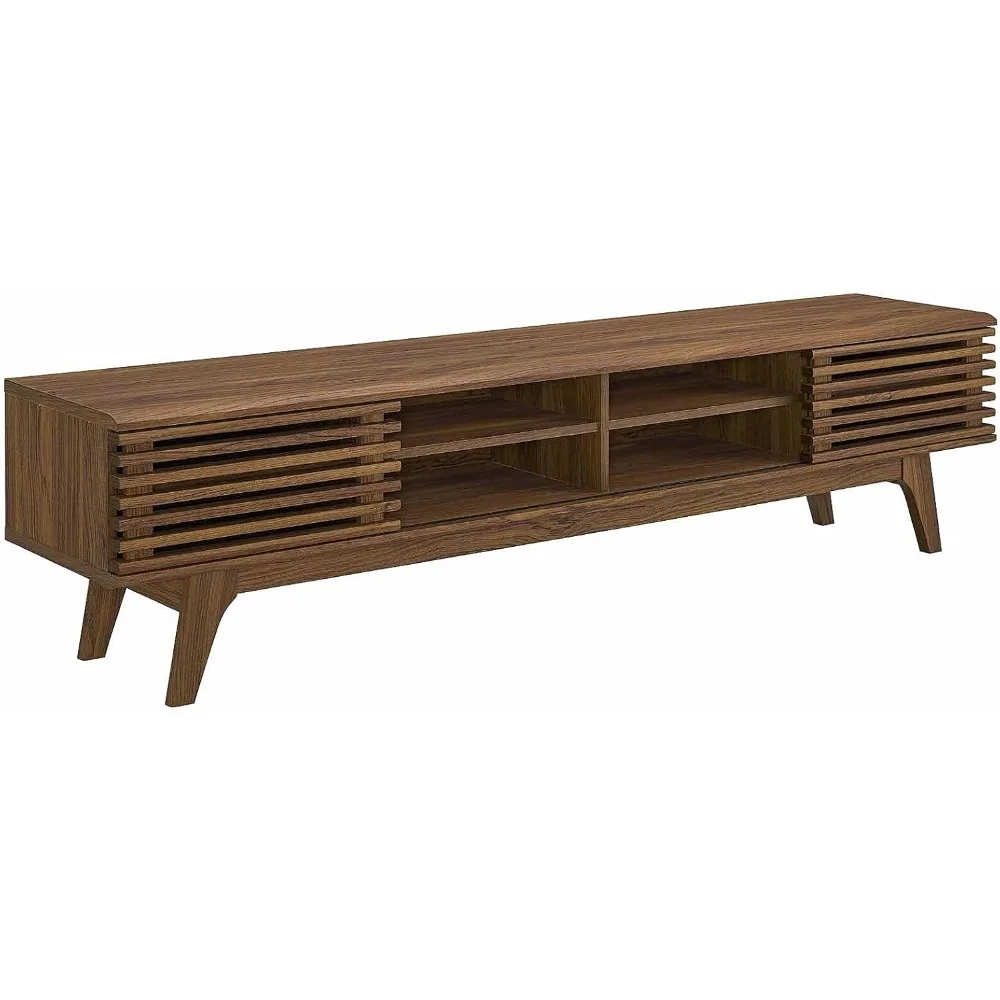 

Render 70 Mid-Century Modern Low Profile Media Console TV Stand, 70 Inch, Walnut Walnut