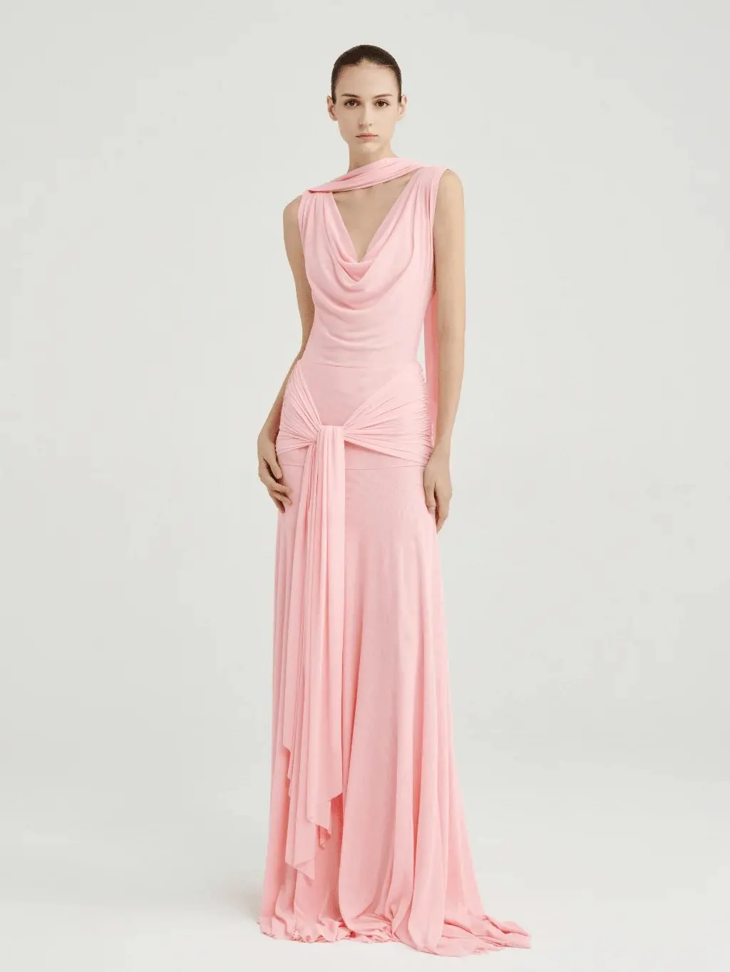 

Women's A-line Evening Dresses Floor-length V-neck Sleeveless Prom Dresses Simple Fashion Draped Backless Customized Gowns