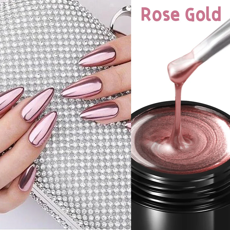 5mlGold Silver Metallic Chrome 3D Painting Gel Polish Super Bright Rose Gold Mirror Metal Gel Drawing UV/LED  Semi Permanent Gel