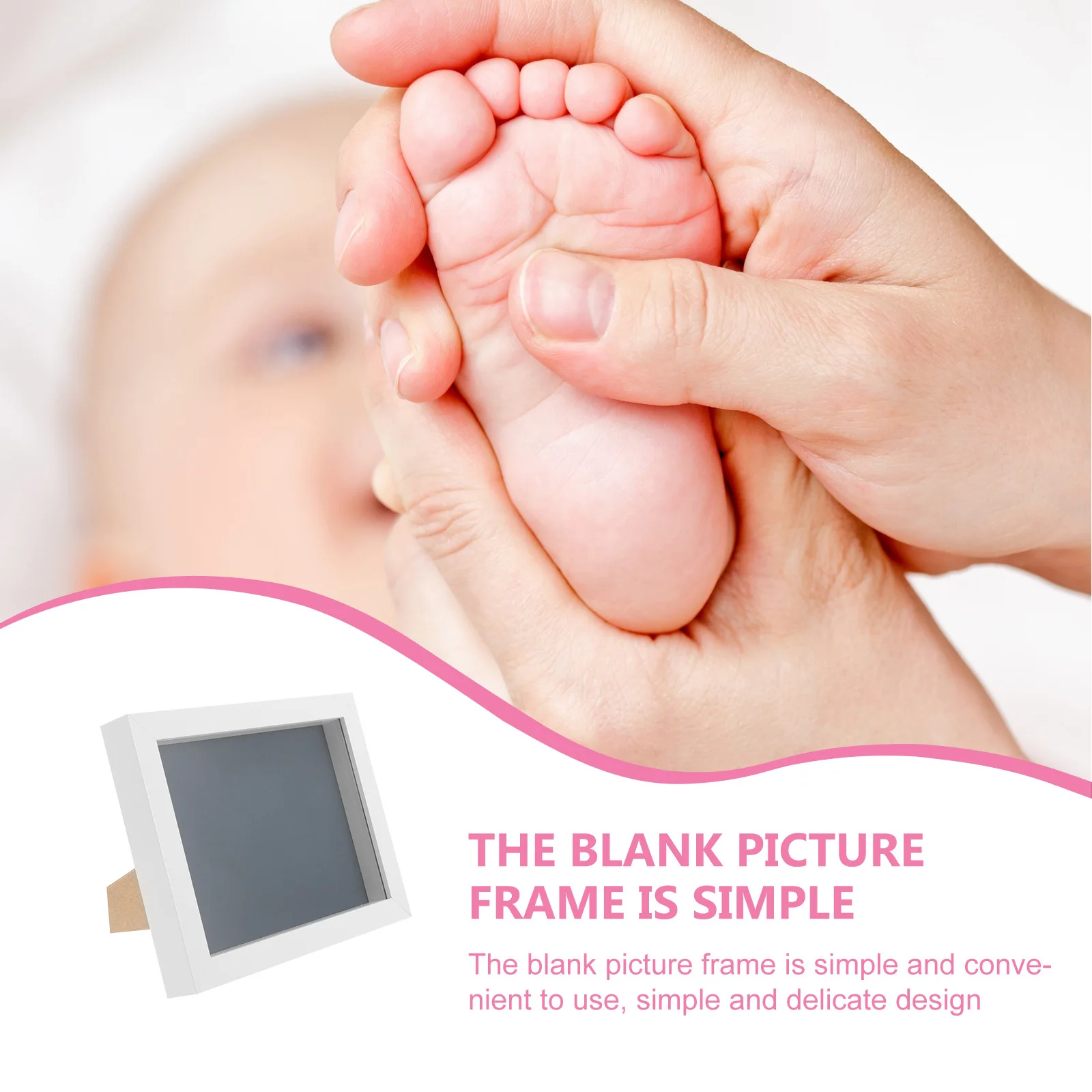 

1Set Baby Handprint Footprint DIY Ink Pads Newborn Keepsake Picture Frame Simple Design Baby Picture Frames