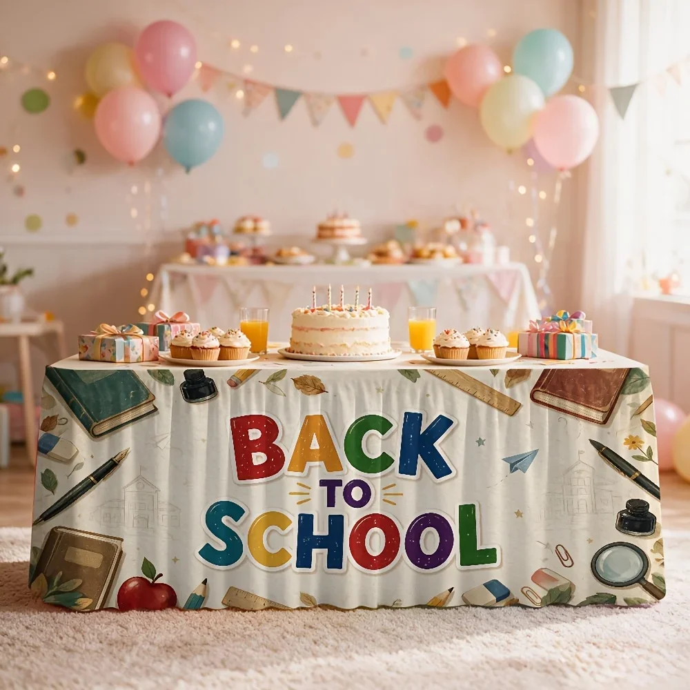 One-piece printed graduation-themed birthday tablecloth and table runner, suitable for party events and restaurant decoration