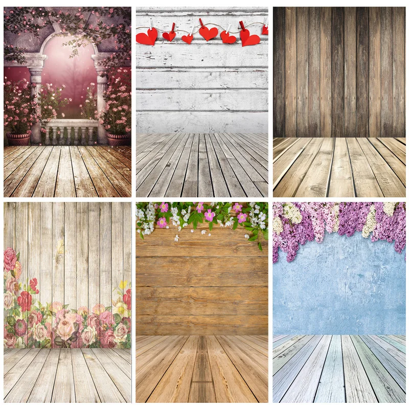 

Photorealistic Fabric Photography Backdrops Wall And Wood Floor Flower Planks Landscape Photo Studio Background 22517 MBD-01
