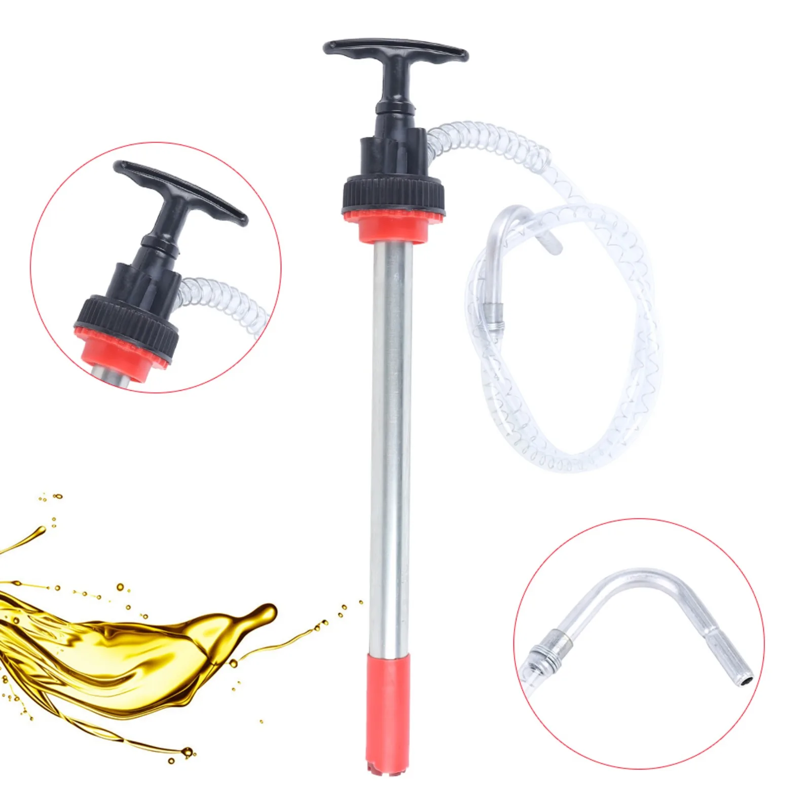 

Manual Oil Pump, Oil Extraction Pump, 360° Swivel Head Bucket Pump 60ml Manual Push-On Flow Pump for 20L / 5.28 Gal Oil Drums