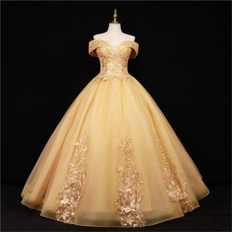 

New party puffy one-shoulder performance collar dress