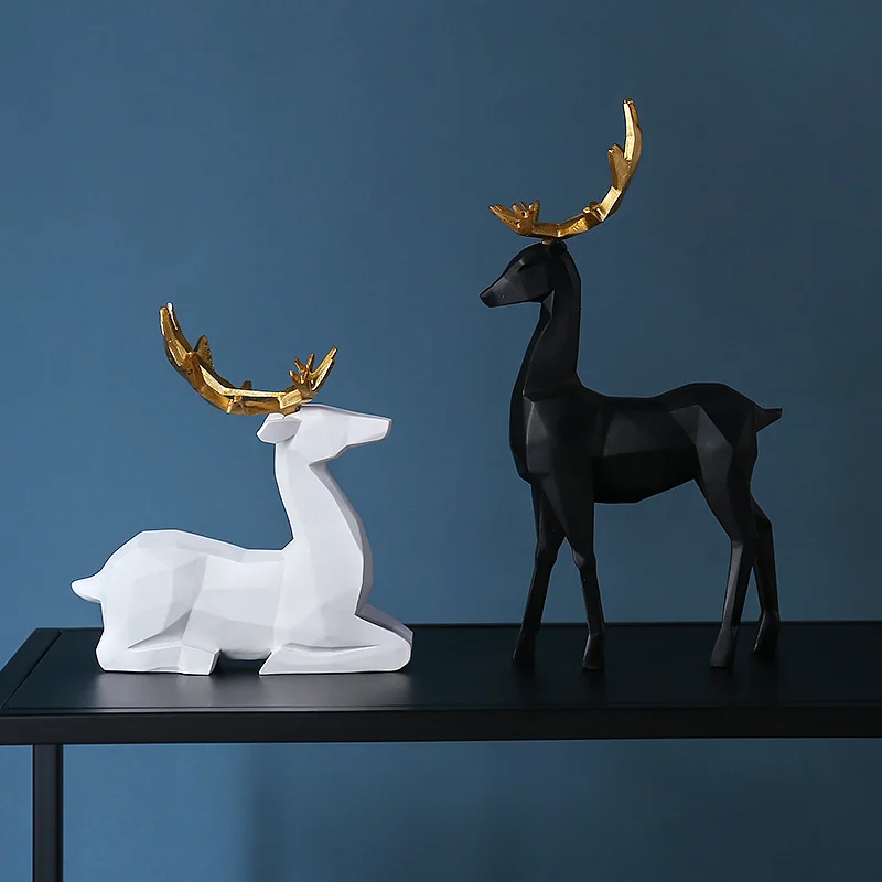 

Deers Sculpture Resin Statue Nordic Geometry Office Decor Statues Deer Figurines Modern Decoration Deers Desk Decoration Crafts