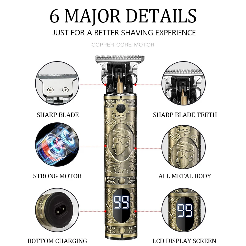 Kemei-cortadora de pelo eléctrica inalámbrica profesional, Kit de aseo, máquina para cortar el pelo, recortadora de barba