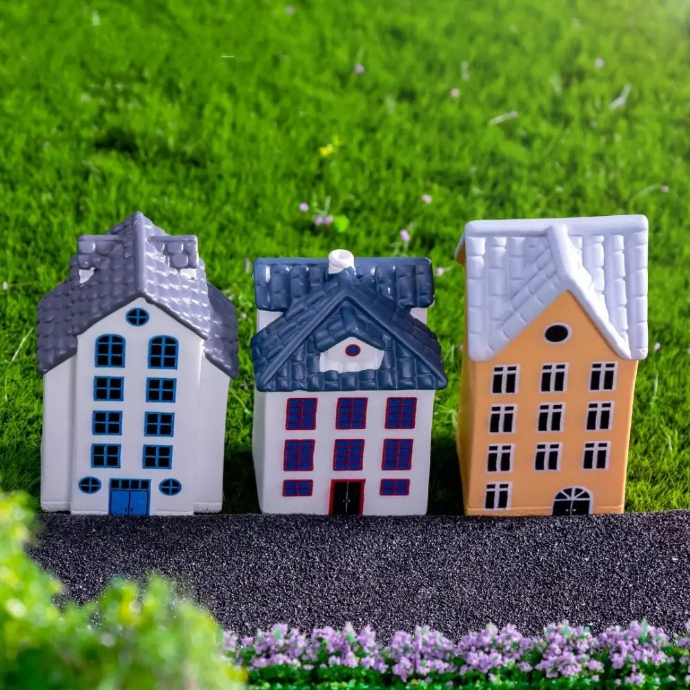 Creative DIY Villa Small Statue Modern Small House Resin Miniature Figurines Crafts Miniatures Home Decoration