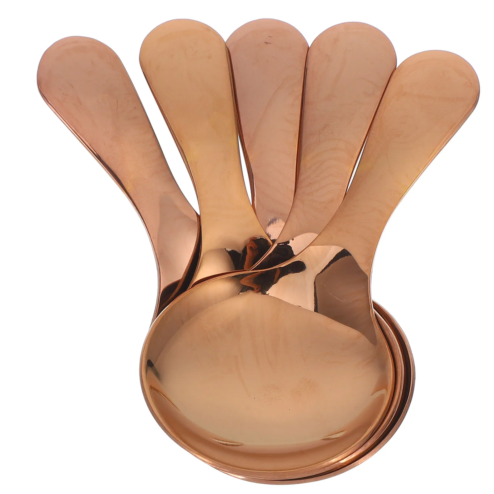 

5 pcs Stainless Steel Mini Spoon Short Handle Thickened For Coffee Tea Salt Dessert Camping Travel Kitchen Rose Gold
