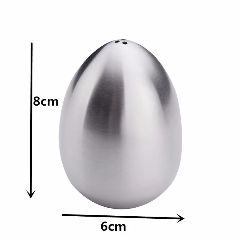 2 Pieces Stainless Steel Pepper Shaker Egg Shaped Salt Shaker Set Seasoning Organizer  Cooking Tools