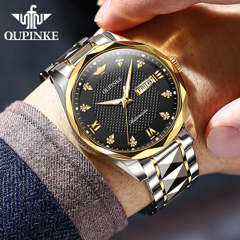OUPINKE marque montre pour hommes montre mécanique entièrement automatique calendrier semaine 3243