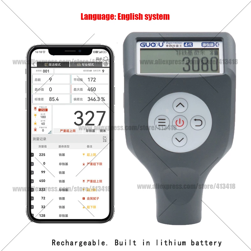 LINSHANG LS236 LCD Screen Auto Car Paint Film Thickness GaugeDR120 Fe NFe Linshang Paint Coating Tester LS232 LS220 LS230 LS235