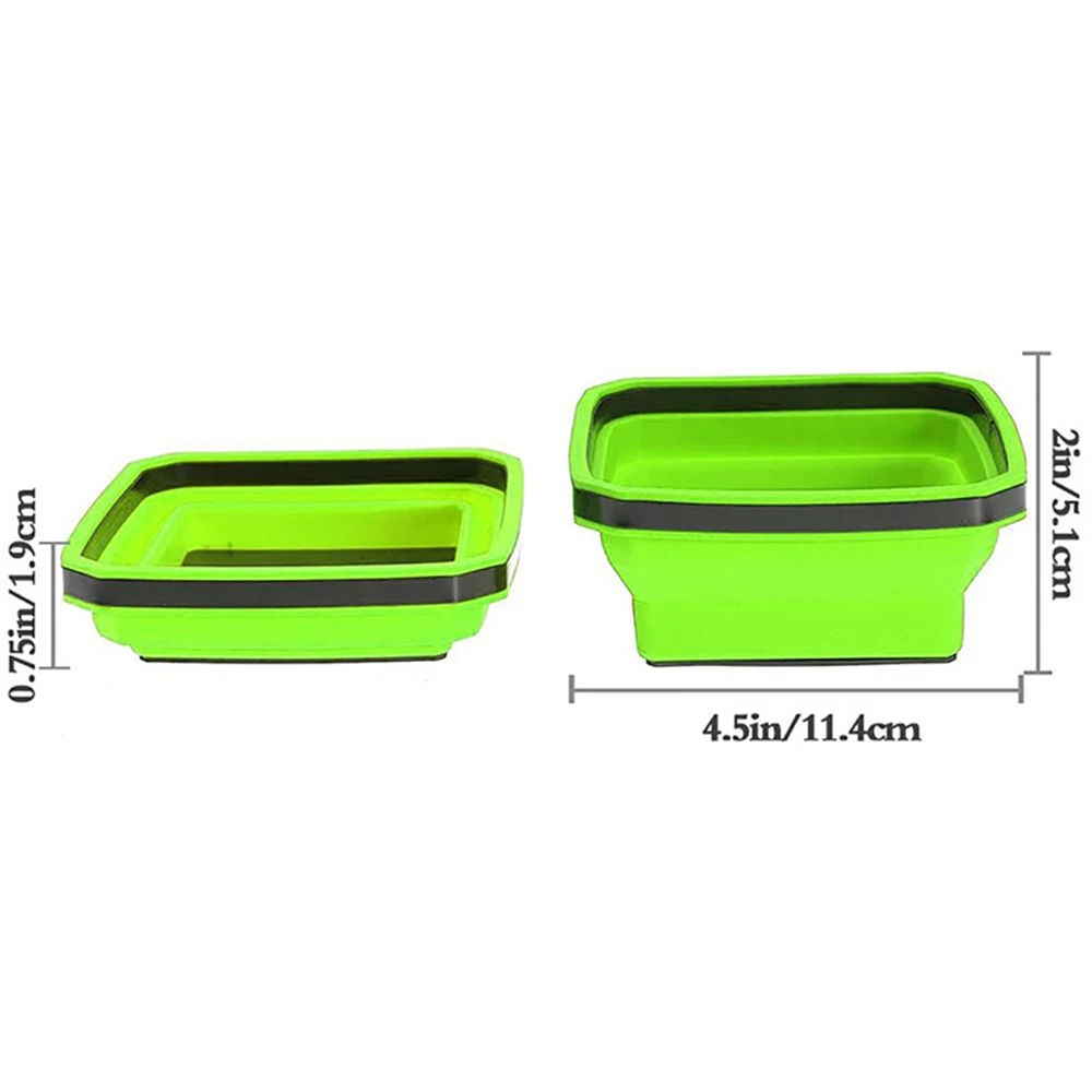 

5 Inch Collapsible Magnetic Tray Silicone Screw Bowl Tool Part Storage Box Plumber Carpenters Tool Organizer Square Screw Tray