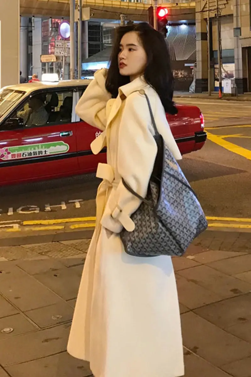 

Brown Trench Women'S Coat Minimalist Printing Quality Goth High-End Feeling Flattering Covering Rain Maillard Mujer Front