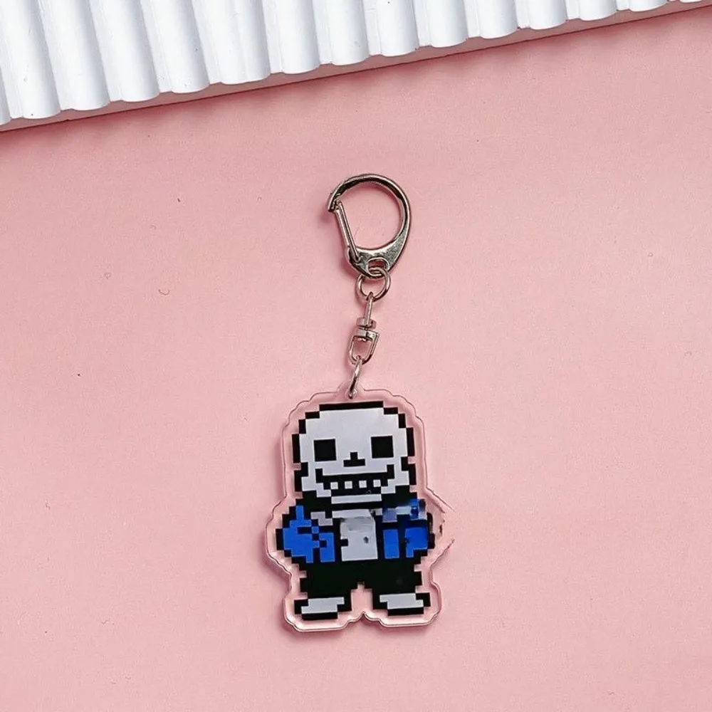 Game Peripheral Acrylic KeyChain Pixel Style Characters Cosplay Mobile Phone Pendant Cartoon Keyring Backpack Jewelry Accessory