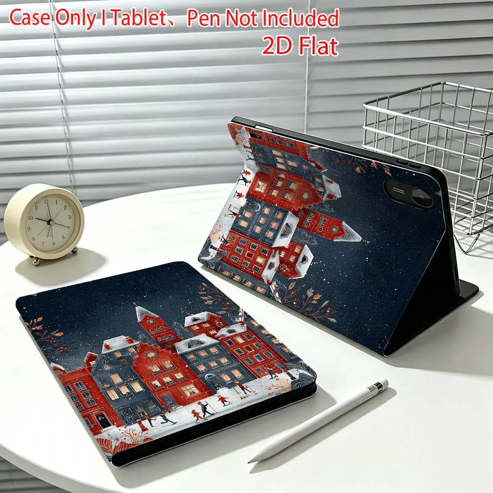 Winter Red House Fashion For Xiaomi Poco Redmi Pad 8 2 4 C1 6 6S 7 7S SE 9.7 14 11 11.2 Inch Pen Tray Tablet Case