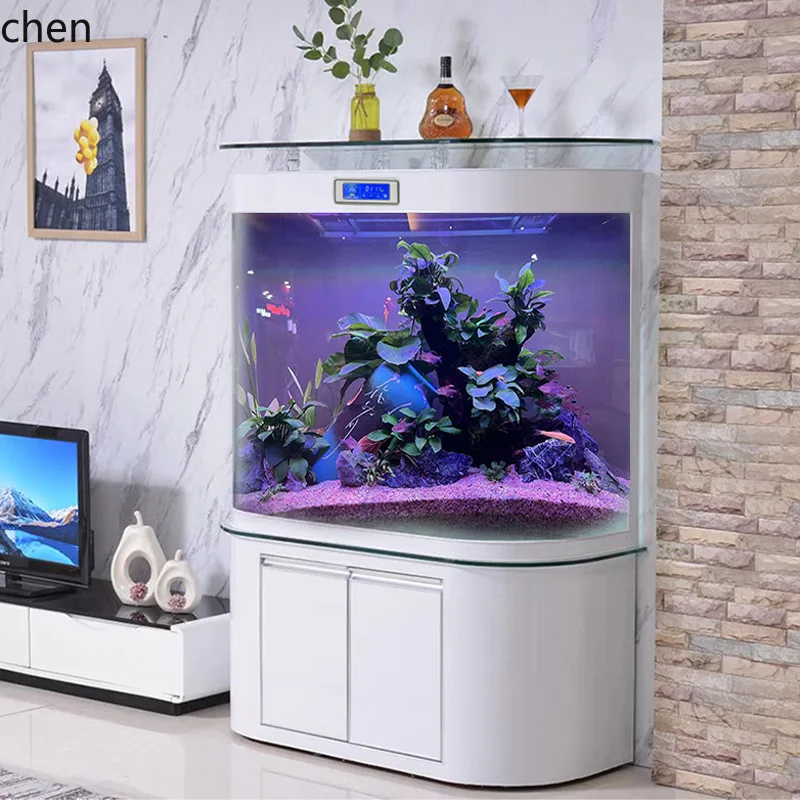 YFY  Double Round Bottom Filter Living Room Goldfish Tank Home Wall-Mounted No-Water-Change Aquarium No-Water-Change System