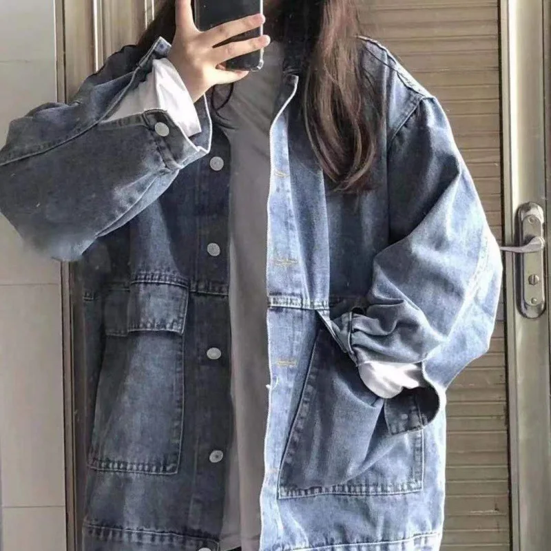 

ZOUXO Women Jacket 2024 Spring Autumn New Fashion Denim Jacket Kpop Versatile Loose Jeans Coat
