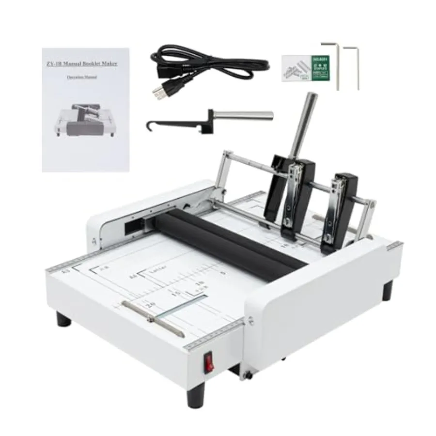 

2-in-1 Paper Folder 60W Letter Book Printing Booklet Maker for Up to 200-300 Books/H Max 20 Sheets with Visible Panel