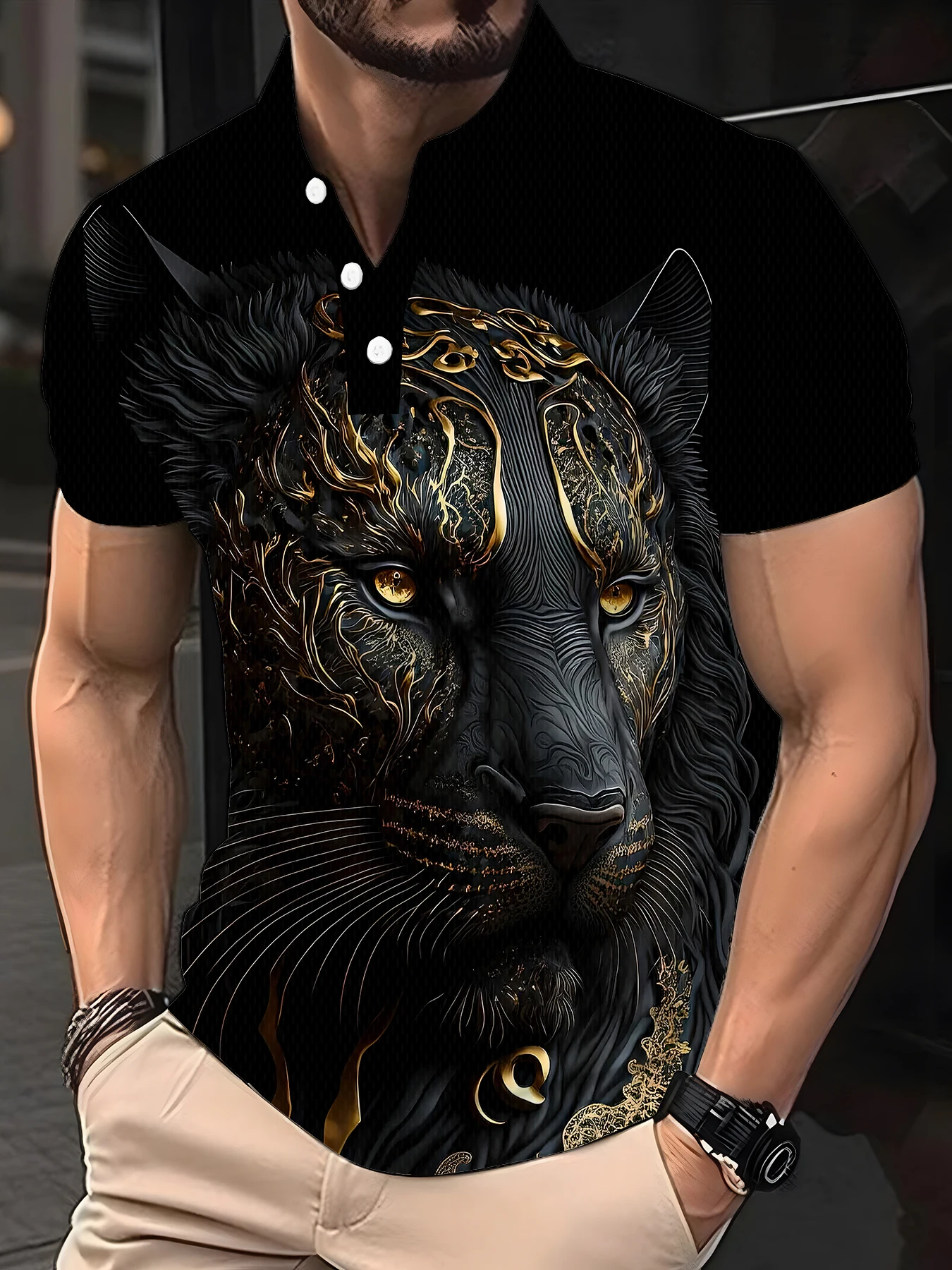 

Fashion Men's Polo Shirts Horse Print Men's Clothing Trendy Versatile Men's Tops Casual Printed Men's Polo Short Sleeved Shirts