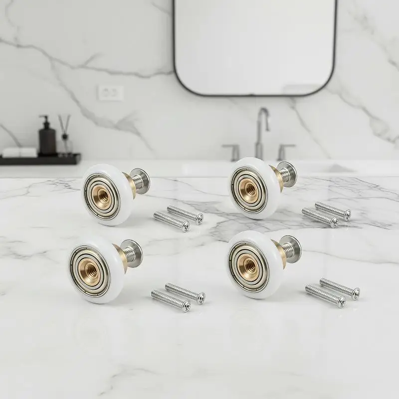 4 Pcs Shower Door Rollers Runners Wheels-Replacement Part Bathroom Glass Door Sliding Shower Door Roller Dia 20/23/25/27mm