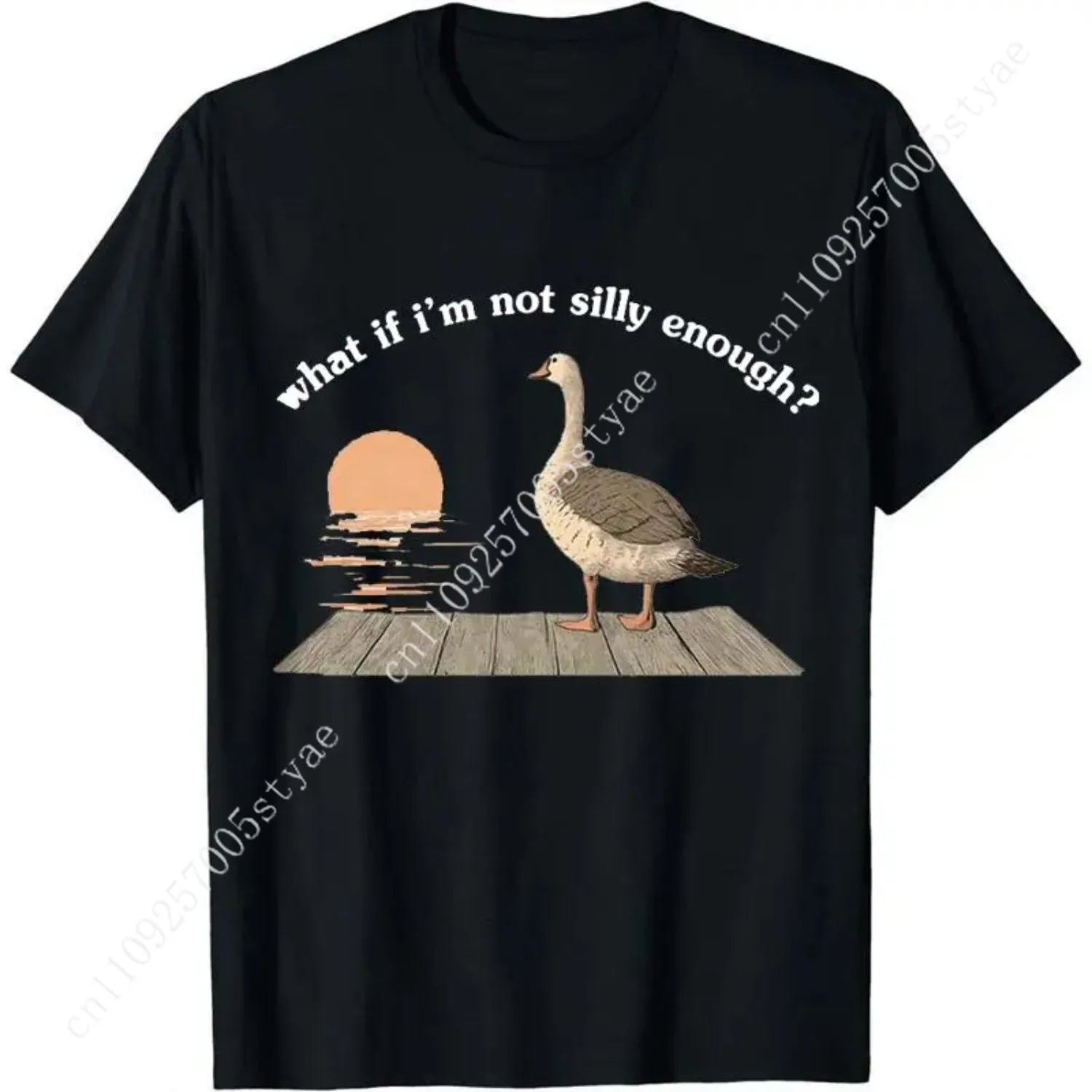 [100% Cotton] Funny Goose T-Shirt Duck Shirt.What If I'M Silly Enough.Meme T-Shirt Gift Idea.Trending Tee Tshirt.Bird Nerd Anima