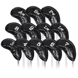 12 adet taşınabilir PU Golf kulübü demir Golf sopası kılıfı s koruyucu Golfs Golf sopası kılıfı Golf Headcovers seti su geçirmez timsah desen kapakları