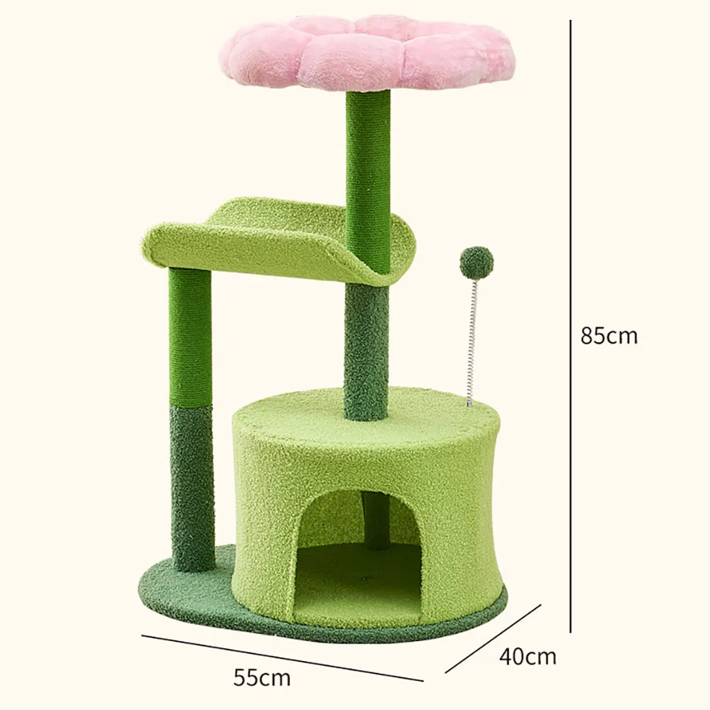 Flower Cat Climbing Frame Fun Cats Nest Cat Tree One Piece Small Rack Grinding Claw Cats Scratch Pole Multi Layer