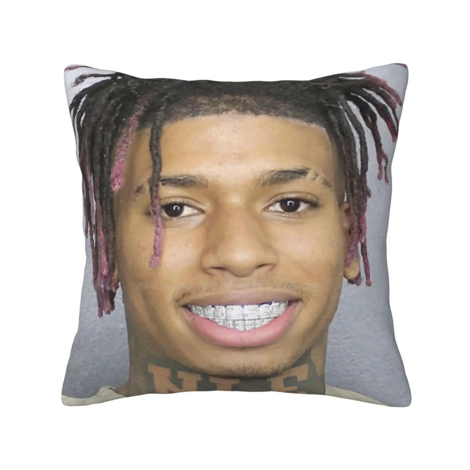 Nle Choppa Mugshot Funny Cute Decor Square Pillowcase Criminal Rapper Mugshot Arrested Nle Choppa Mugshot Memphis