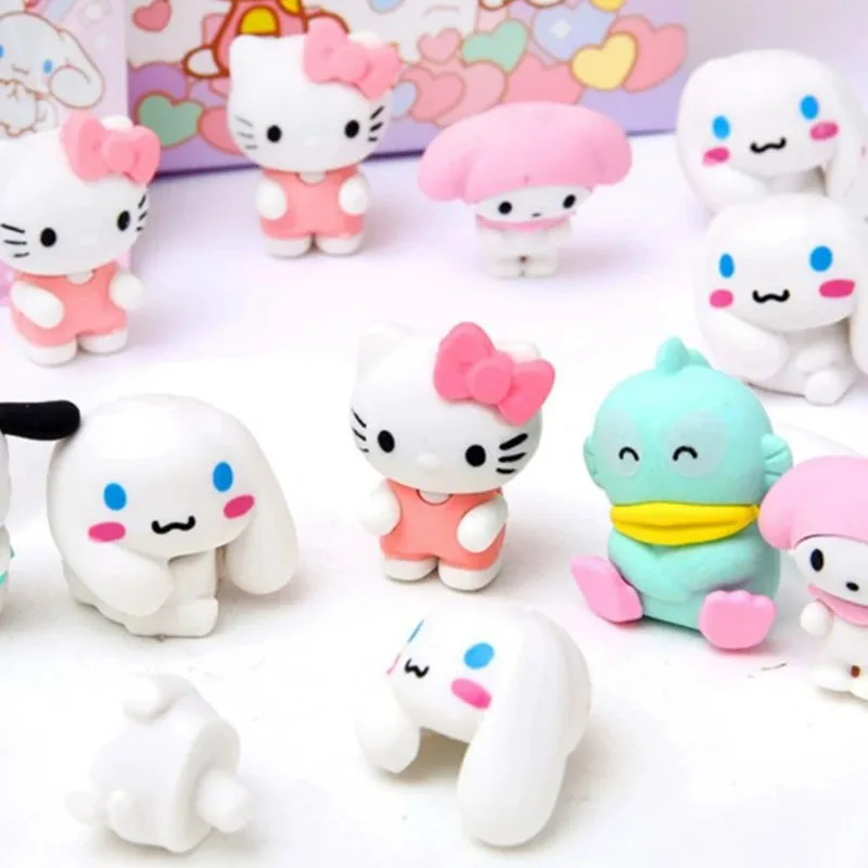 Sanrio Cartoon Hello Kitty Eraser Model Kawaii Cinnamoroll Kuromi Student Creative Stationery Toy Children's Birthday Gift