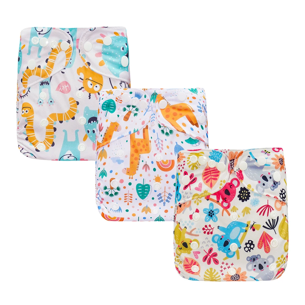 3PCS/Set Newborn Baby Cloth Diapers Reusable Waterproof Eco-Friendly Adjustable Suede Cloth Pocket Diaper