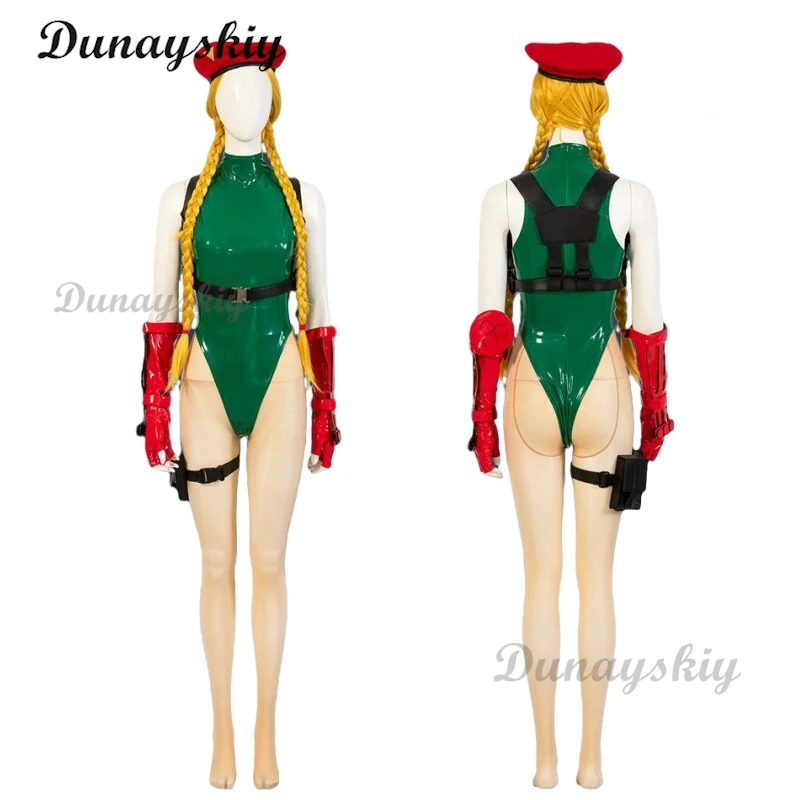 لعبة Strreet Cammy Fiighter V Cosplay Green Jumpsuits White Arrival سوبر مثير تأثيري حلي أحذية قبعة للنساء Comic Con #2