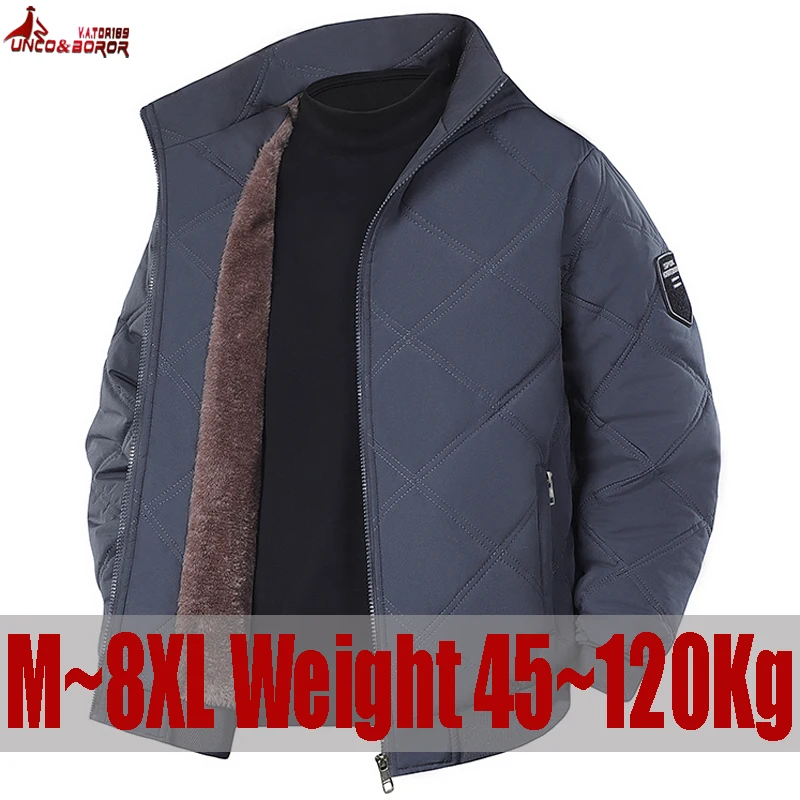 

Plus Size 7XL 8XL Autumn Winter Bomber Jacket Men Thicken Warm Fleece Lined Casual Jacket Men Fashion Clothing New Slim Fit Coat