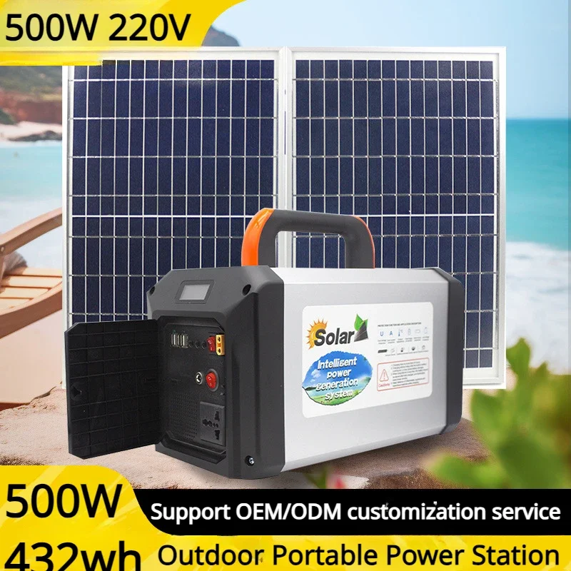 Estación de energía portátil para exteriores, dispositivo de energía solar de 500W, autoconducción, para viajes, acampada, apagón de emergencia para el hogar, 220V, novedad