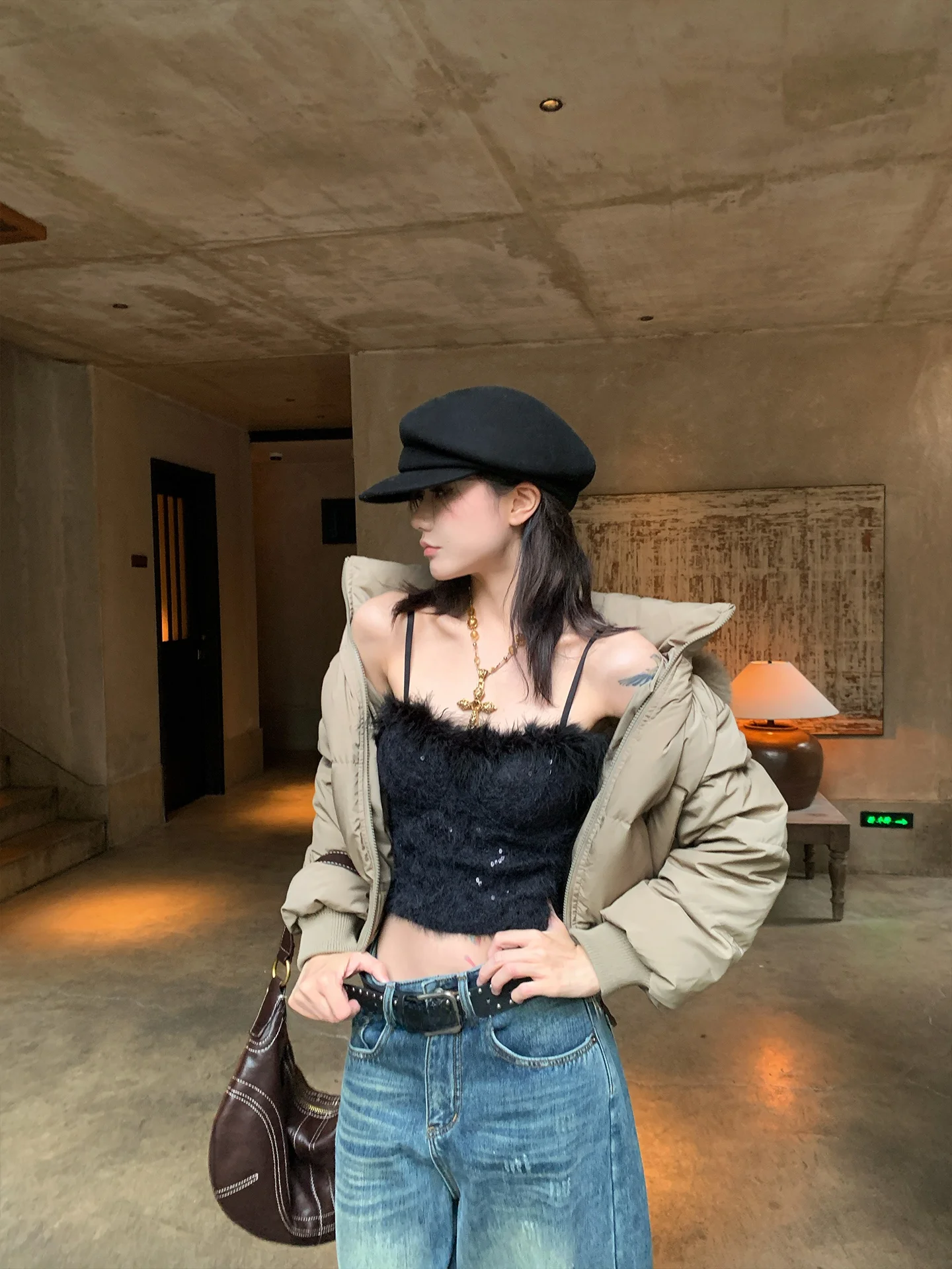 

Forlions Lace Sequin Strap Vest A-Line Narrow oulder Pure Color Fce Sensation Strap Women's Commute Sle Inner Wear