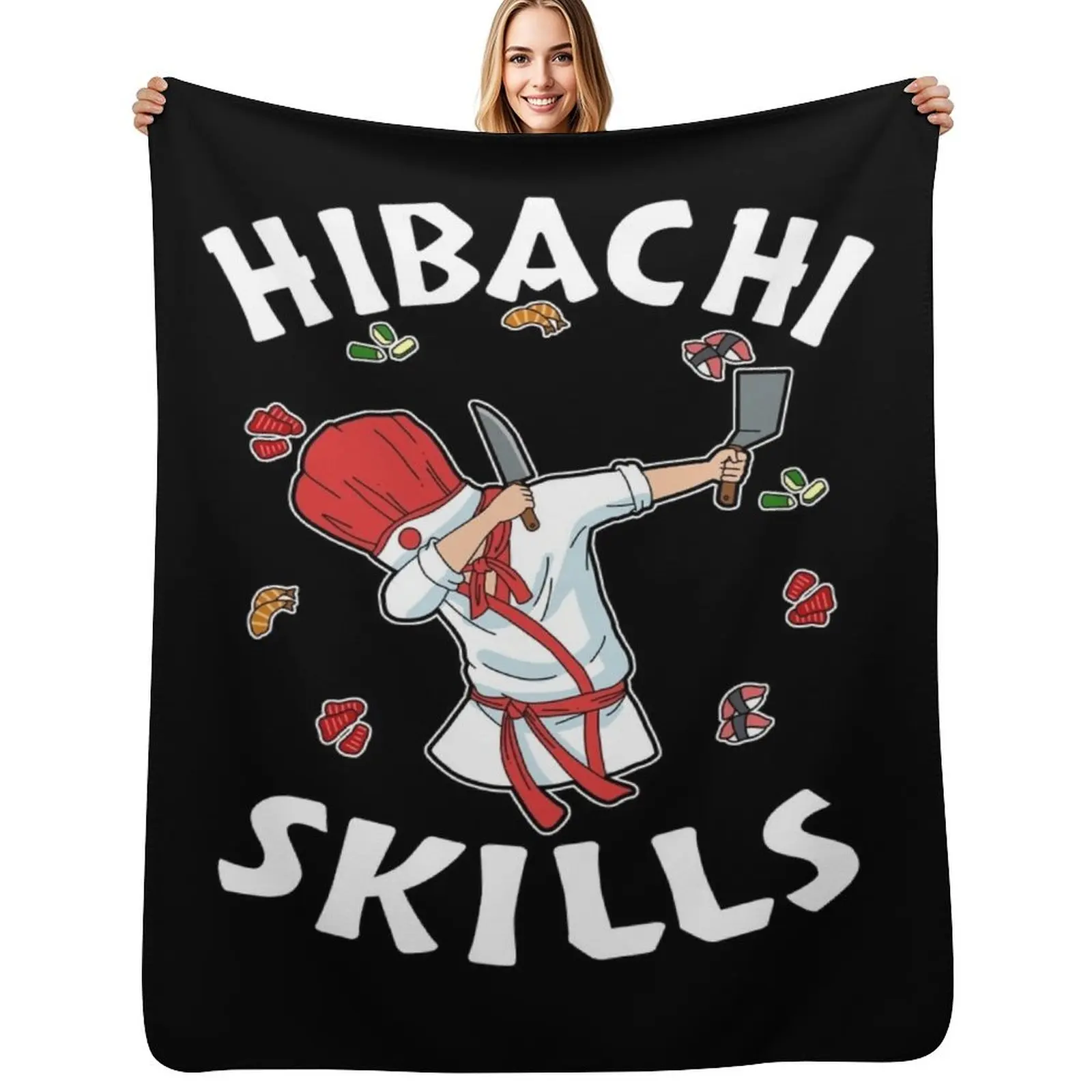 Hibachi Connoisseur Gifts Hibachi Chef Costume Hibachi Grill Throw Blanket Softest funny gift Luxury St Sofa Throw Blankets