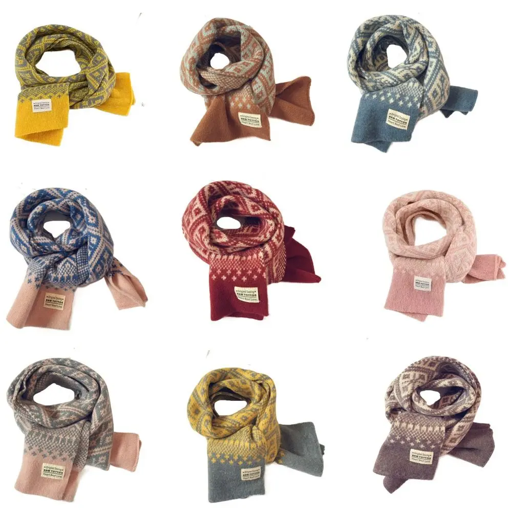 Bib Thermal Neck Warmer Windproof Thickening Children Kids Winter Scarves Snap Fastener Boys Girls Knitting Scarf Autumn Winter