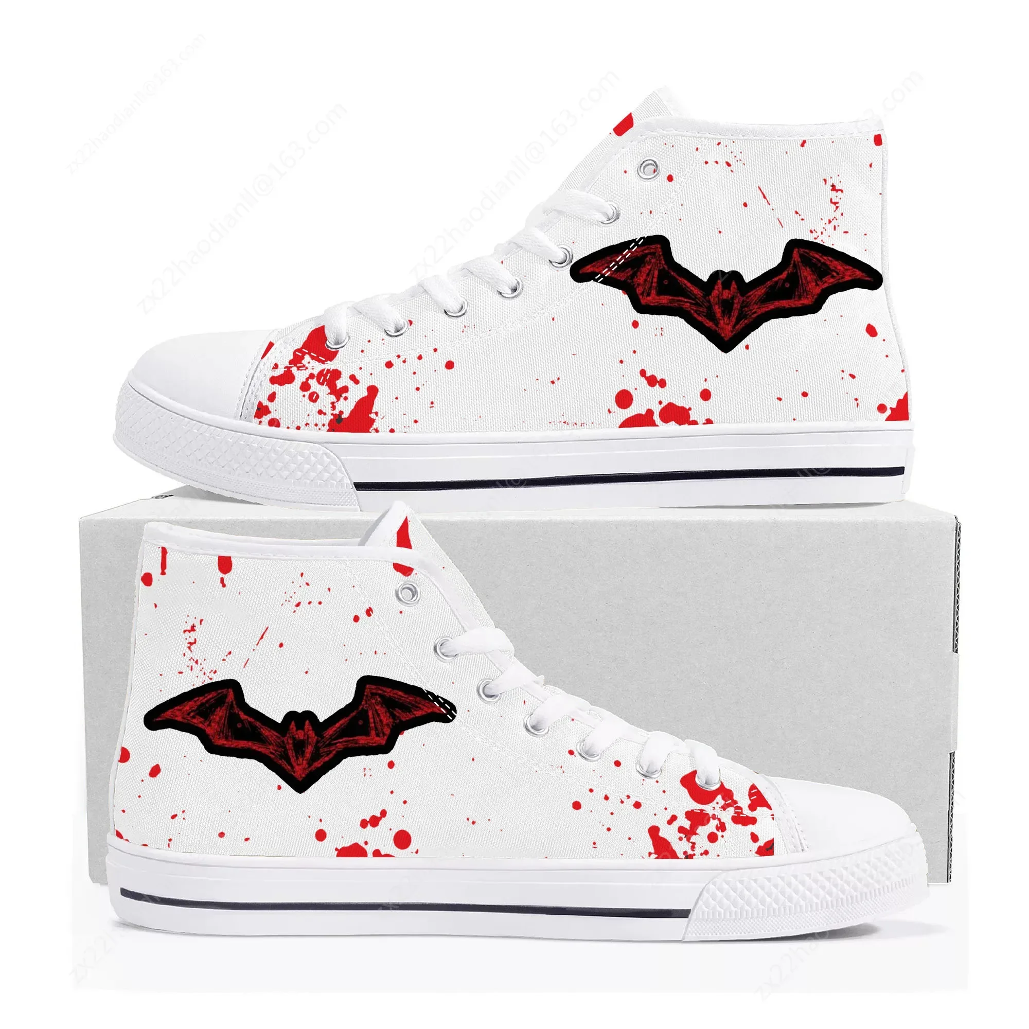 Robert Pattinson Logo Vampire Bat Wing High Top Sneakers Mens Womens Teenager Canvas Sneaker Casual Couple Shoes Custom Shoe