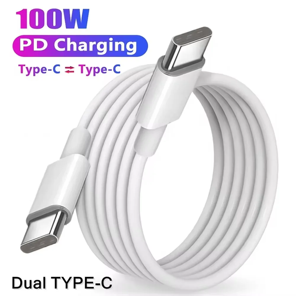 100W Kabel Typ C zu Typ C Kabel Schnelllade-Datenkabel Hochgeschwindigkeits-Datenübertragung für Telefon Datenleitung Weiß 1M 1,5M 2M