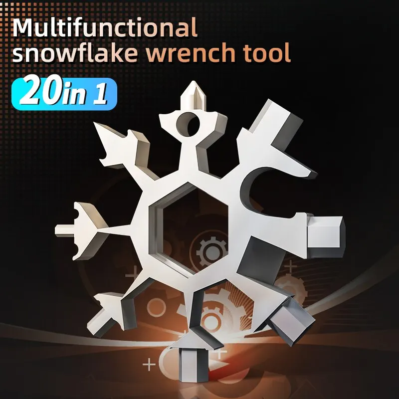 Universal Portable 18 In1 EDC Snowflake Torque Wrench Multi Tool Stainless Steel Tools Set Multifunction Hand Tools Manual Tool