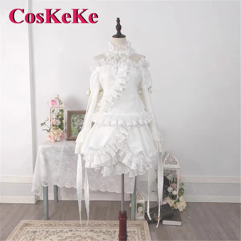 CosKeKe [Customized] Kirakishou Cosplay Anime Rozen Maiden Costume Gorgeous Sweet White Formal Dress Party Role Play Clothing