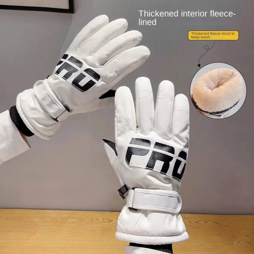 사이클링 장비 전체 손가락 스키 장갑 플러시 두꺼운 겨울 따뜻한 장갑 방수 방풍 스노우 장갑 야외 스포츠