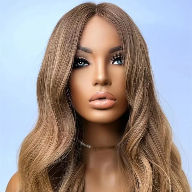 قبل قطعها شعري أومبير شقراء براون Balayage الاصطناعية الدانتيل شعر مستعار أمامي الجزء الأوسط شعر مستعار للنساء اليومية تأثيري ملابس الحفلات 26''
