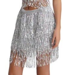 Sequins Tassel Skirts Waist Chain Belts for Women Belly Dance Accessories Adjustable Performance Mini Skirt Dancewear Clothes